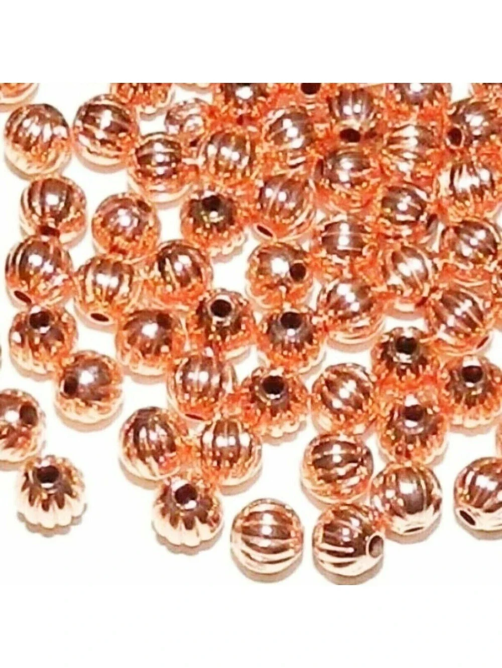 Bulk Lot India Shiny Copper Corrugated Ribbed 3mm Round Spacer Beads 100 pcs